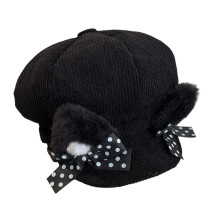 Chapeau de peintre unisexe avec oreilles de chiot, chapeau-Noir