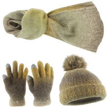 Gants d'écharpe de chapeau de doublure épaisse de-vert foncé