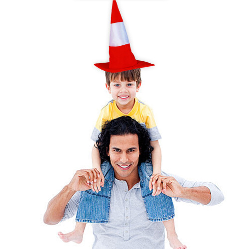 Chapeau cône de circulation pour fête-orange blanc 2