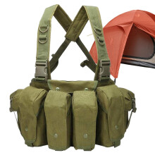 MOLLE Vest Breathable Vest Nylon 600D for CS Training Chest Vest Adjustable with Pockets for Hunting Fishing Camping Army Green