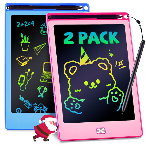 POPERFUN Pacote com 2 Tablets de Escrita LCD para Crianças, Tablet de Desenho de 8,5 Polegadas para Crianças, Jogos de Viagem, Atividades, B