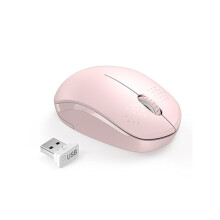 Elegancka mysz bezprzewodowa, optymalna dla systemów Windows i Mac, ergonomiczna, kompaktowa konstrukcja z optycznym wykrywaniem ruchu, różowa