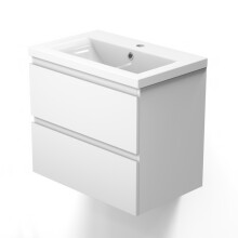 Vanity Unit with Ceramic Basin 600mm Wall Mounted Base Cabinet Storage Gloss White