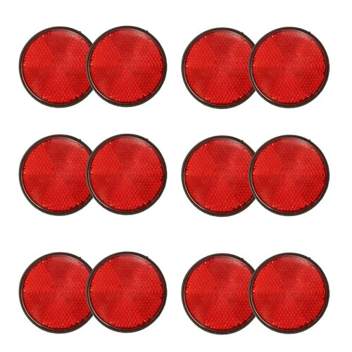 12pcs Round Red Reflector Universal for Motorcycle ATV 5.6 X 0.8cm