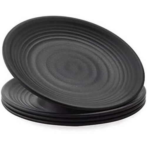 6 Pieces Dinner Plate Set Black 11.5 Inches 1