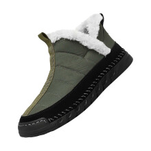 Men's Winter Trainers Slip On Warm Lined Walking Shoes Flat Sole Comfortable Outdoor Sneakers Green 6.5 UK