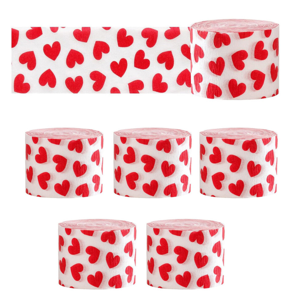 Pack Of 6 Valentines Heart Print Crepe Paper Rolls Colorful-image-OPC-PNV667N-NEW