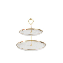 Luxurious Ceramic Two-Layer Detachable Fruit Plate for Wedding Round 2-Layer Plate