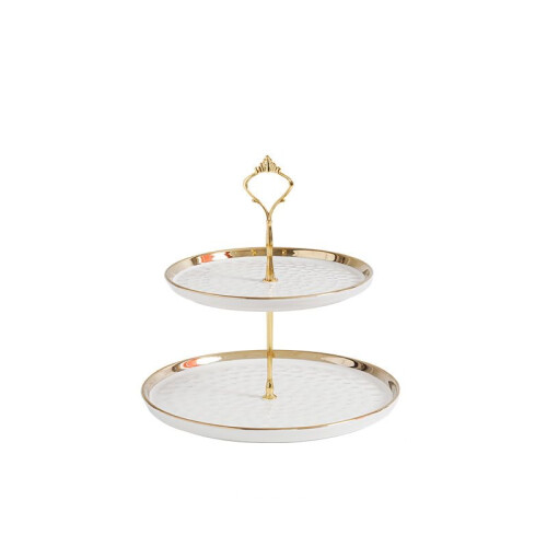 Luxurious Ceramic Two-Layer Detachable Fruit Plate for Wedding Round 2-Layer Plate