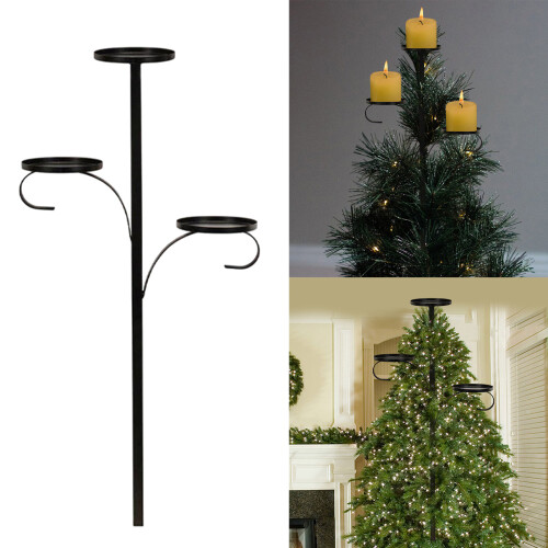 Practical 3 Layer Candelabra Tree Toppers Black Christmas-60cm 1