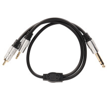 Elosztókábel audioberendezésekhez, kettős kimeneti csatlakozás, aranyozott interfész, interferenciamentes jelátvitel, stabilitás, plug and