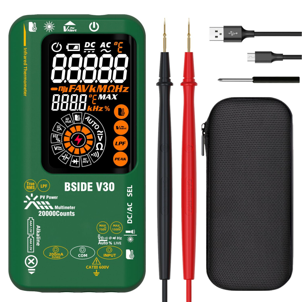 Bside Photovoltaic Digital Multimeter Rechargeable Infrared Thermometer 0.1A10v Resolution 9365049329439