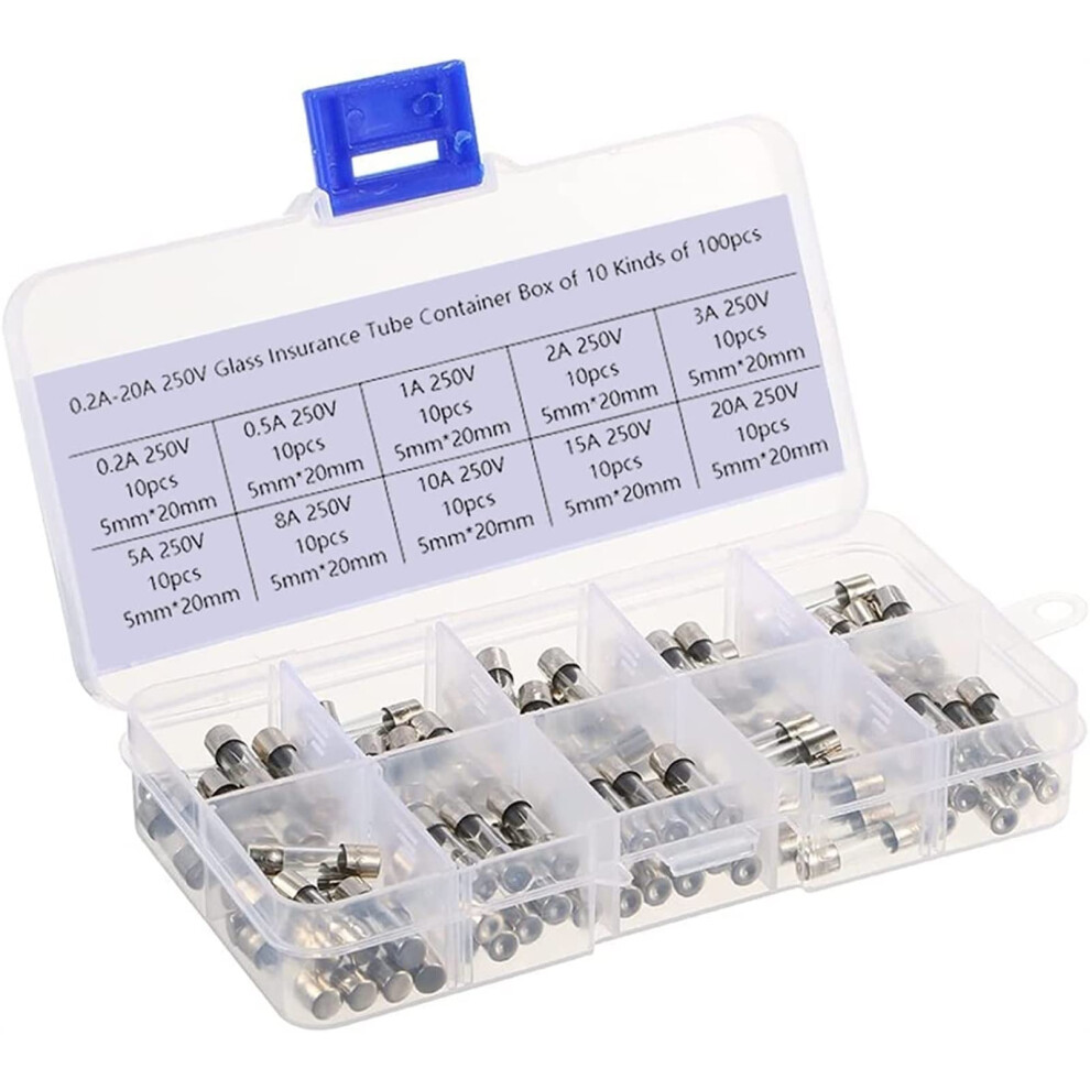 5X20mm Quick Blow Glass Tube Fuse Assorted Kits, Fastblow Glass Fuses 0.2A 0.5A 1A 2A 3A 5A 8A 10A 15A 20A 9426802919189