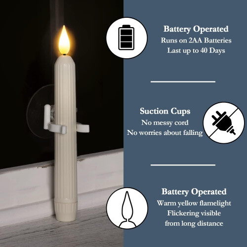 6 Pcs Stripped Window Candles for Christmas Decorations 2