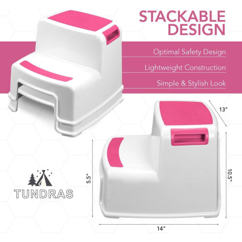 2 Pack Extra Sturdy Step Stools for Bathroom and Kitchen Two Step Size 1