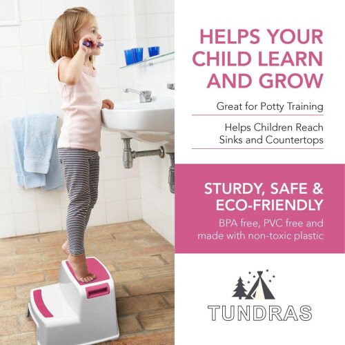 2 Pack Extra Sturdy Step Stools for Bathroom and Kitchen Two Step Size 2
