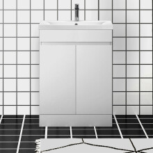 Gloss White Vanity Unit with Basin Sink Bathroom Furniture 500mm Freestanding