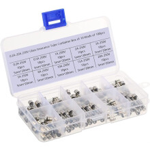 Fuse 5x20mm Quick Blow Glass Tube Fuse Assorted Kits, FastBlow Glass Fuses 0.2A 0.5A 1A 2A 3A 5A 8A 10A 15A 20A