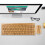 Conjunto de teclado e mouse sem fio em madeira de bambu, design ecológico com conexão de 2,4 GHz para Windows, Mac, Linux, Android e iOS, 5