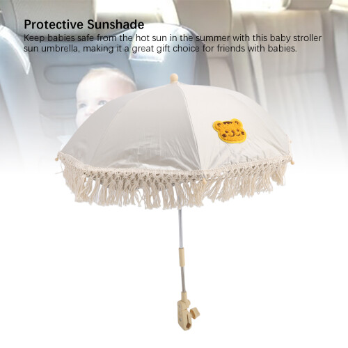 Parasol pour bébé avec support et pince, 63x50cm, réglable 2