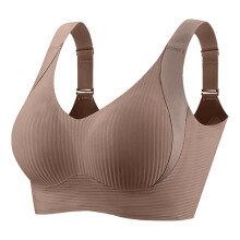 Women's Sports Bralette, comfortable, ribbed, wire, adjustable, padded, everyday , coffee, XXL