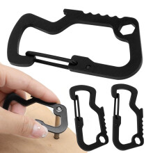 Karabinerhaken, 4 x keychain clip hooks, Dring shape, light bottle opener for outdoor activities.