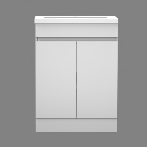 AICA Vanity Unit with Ceramic Basin 600mm Freestanding Base Cabinet Storage Gloss White 1