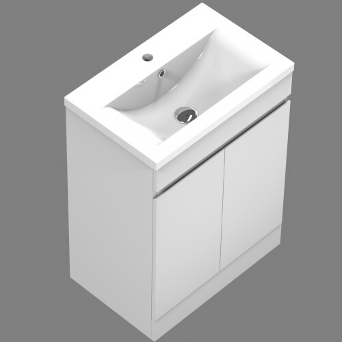AICA Vanity Unit with Ceramic Basin 600mm Freestanding Base Cabinet Storage Gloss White 2
