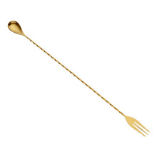 Gold Fork Bar Spoon for Mixing Cocktails 15 3/4' (40 cm)