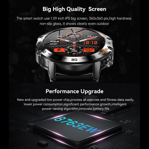 K52 Smartwatch für iOS/Android: 1,39'' IPS-Display & Herzmonitor 1