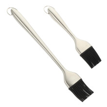2 pcs Silicone Stainless Steel Silver Grill Brush for Grilling and Baking