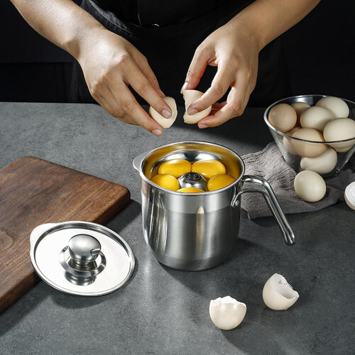 Stainless Steel Egg Separator Handle Separator With Lid Large-Capacity Cup For Multiple Eggs Large 1