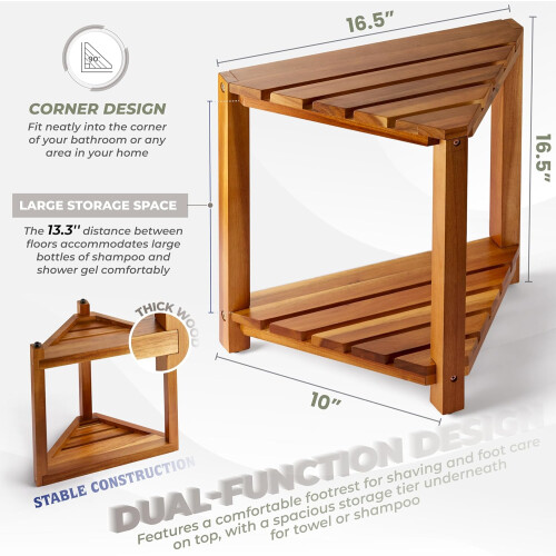 Wooden Shower Stool for Shaving Legs Inside Shower 1