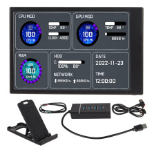 IPS-USB-Mini-Display für PC mit Temperaturanzeige, anpassbaren Bildschirmlayouts, 3,5-Zoll-Dual-USB-C-Schnittstelle, Helligkeitsregelung,