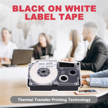 6 Pack 12mm Black on White Label Ribbon for CASIO KL-120 KL-E300 KL-60 KL-100 KL750B KL820 KL750 KL7200 Label Printer