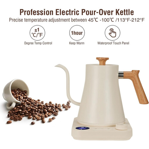 Smart White Electric Gooseneck Kettle for Kitchen and Office Use 1