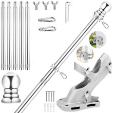 Flag Pole for House,6 FT Stainless Steel Spinning,Flag Pole Kit, 1In Rustproof Porch Flagpole for Outdoor Sport for Flag