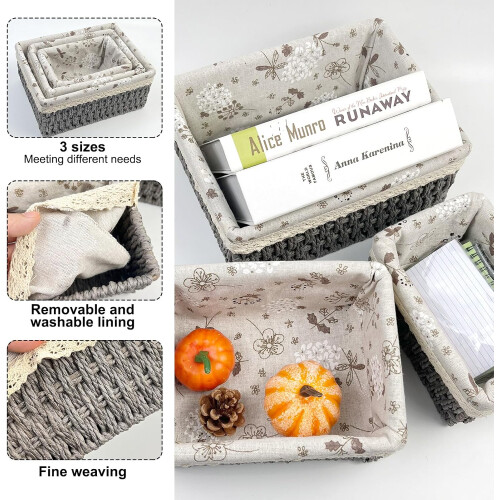 3 Set Braided Baskets for Bathroom and Kitchen Storage 1