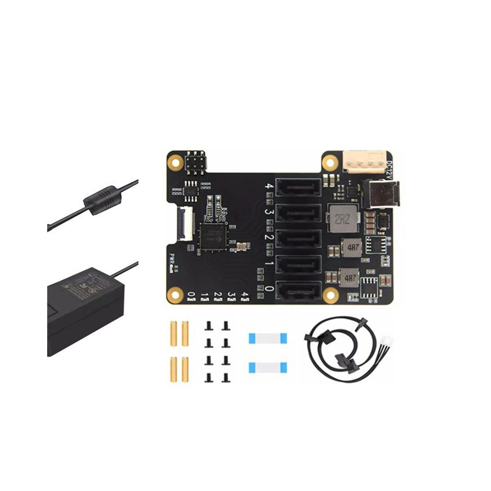 Saudism X1009 Pcie To 5 Port Sata Shield For Raspberry Pi 5 Pcie To 5 Sata 3.0 Not Support Boot From Hdd/Ssd Eu Plug