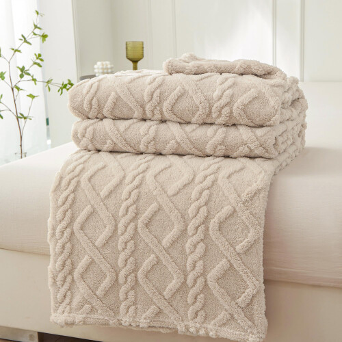 Fluffy Lamb Blanket 150x200 cm Soft Warm Beige