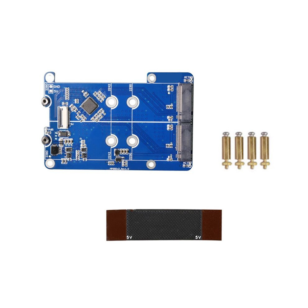 Mps2280d For Raspberry Pi 5 Pcie To M.2 Dual Nvme Ssd Hat Support 2280/2242/2230 Ssd 4854110137332