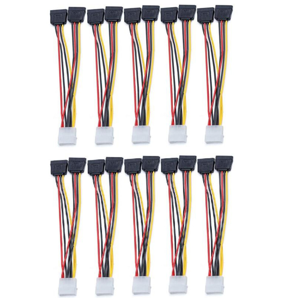 10Pcs Laptop Adapter 4Pin Ide Molex To 2 Serial Ata Sata Y Splitter Hard Drive Power Supply Cable Computer Cable 4854110122123