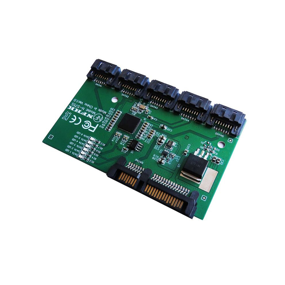 Saudism Sata 3.0 Expansion Card Converter, 1 To 5 Port Sata Multiplier Riser, 6Gbps Hdd/Ssd Hard Drive Accessory