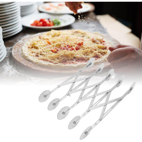 Stainless Steel Retractable Pizza Cutter Kitchen Baking Accessory for Cake Dough 1