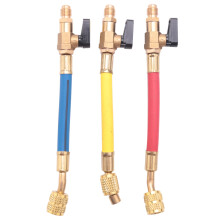 3Pcs R134A R410A R22 R12 800 Psi Manifold Gauge Set A/C Refrigeration Charging Hose High Pressure Hvac Refrigerant Charging Hoses Set With Valve