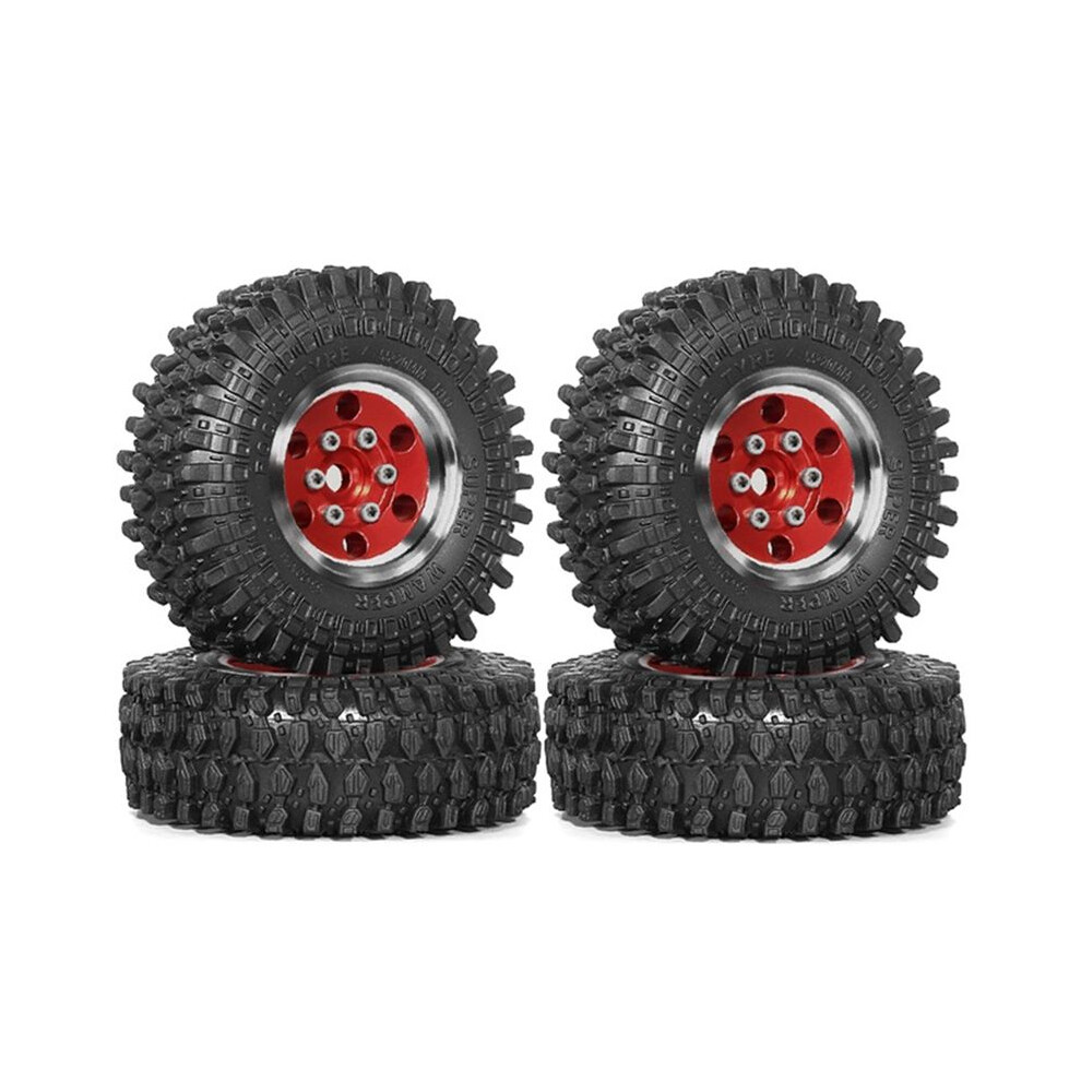 4Pcs 55Mm 1.0Inch Metal Beadlock Wheel Tire For 1/18 1/24 Rc Crawler Car Trx4m Scx24 Upgrade Parts Accessories Red 4712006634672