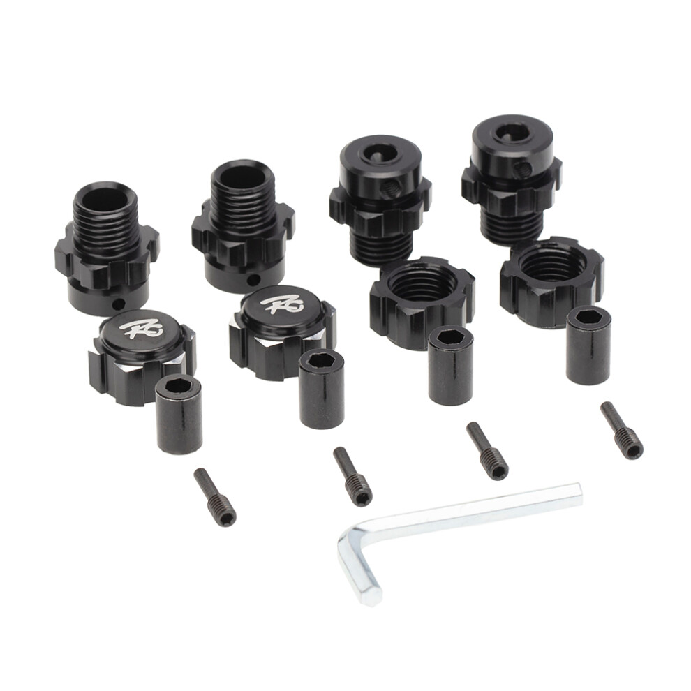 4Pcs 17Mm Hex Nuts Adapter Splined Wheel Hubs Extension Combiner For 1/10 Traxxas E-Revo Summit Rc Car Parts, Black 4711920509417