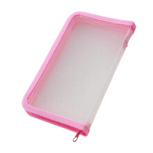 Portable Clear File Bag Zippered Closure Storage Pouches- pink