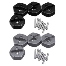 2 Set Aluminum Alloy 12mm Combiner Wheel Hub Hex Adapter Upgrades for Wltoys 144001 1/14 RC Car Spare Parts,Black & Grey
