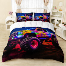 Cartoon Car 3D Print Comforter Cover Set for Kids Twin Size